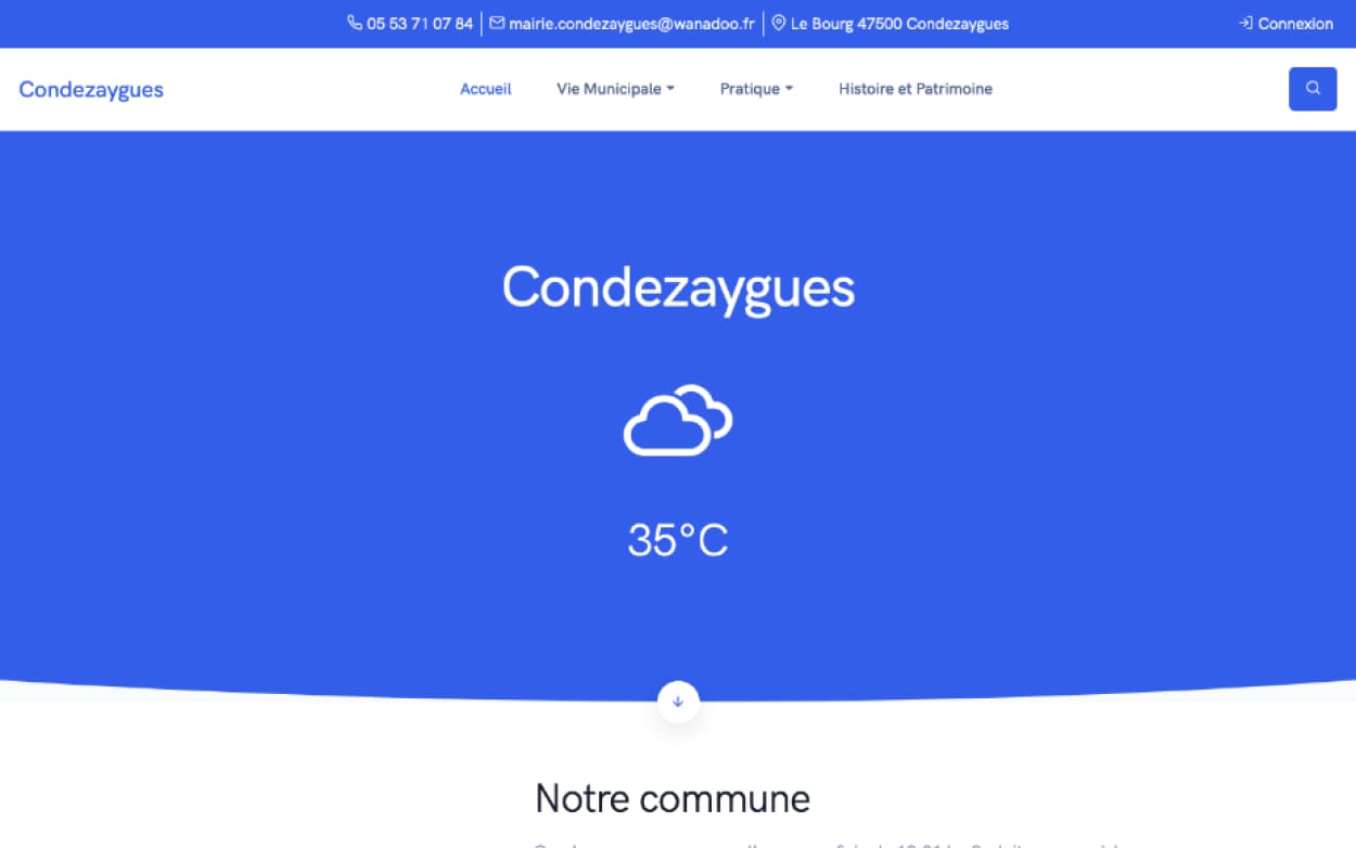 Condezaygues aperçu site ordinateur