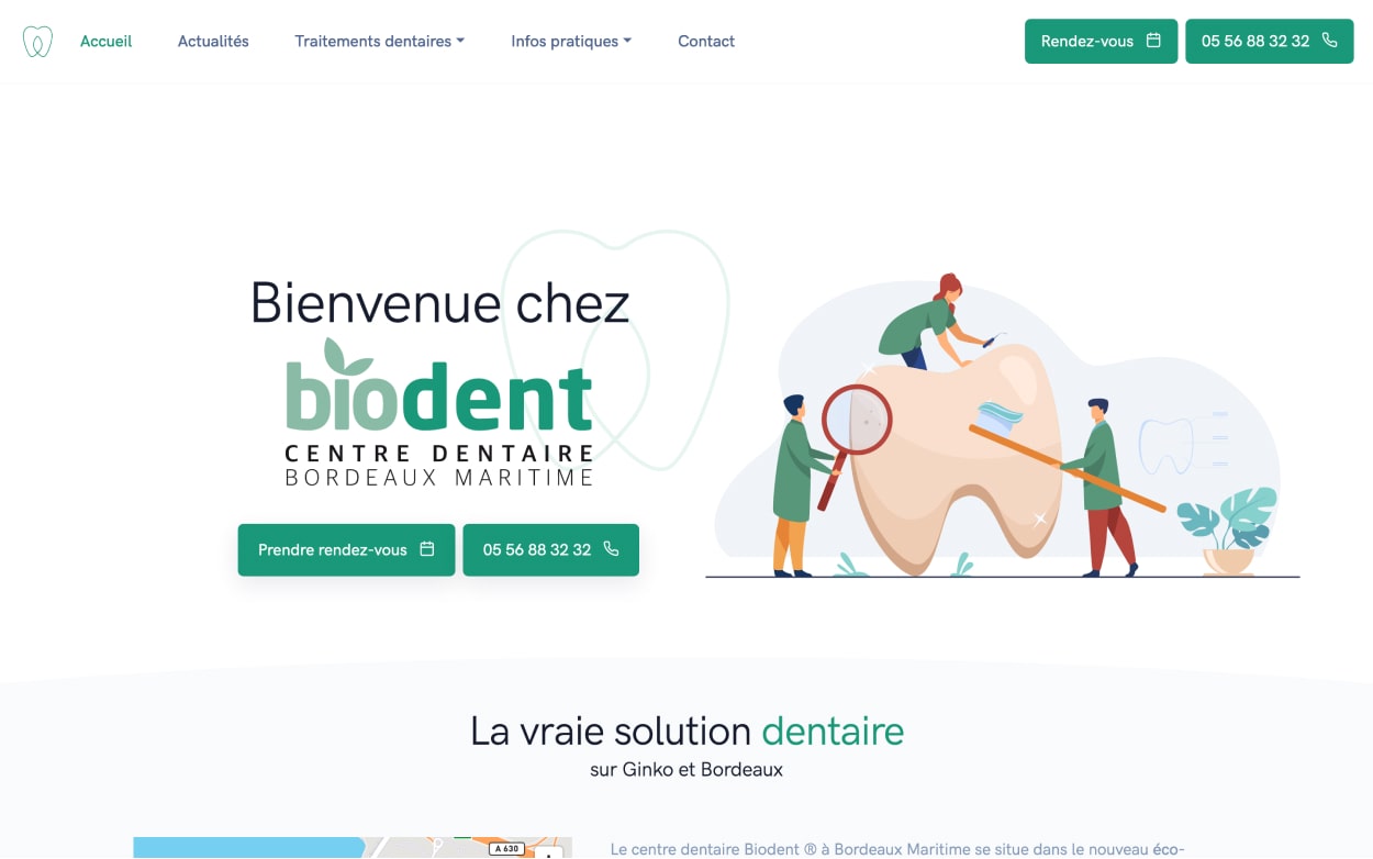 Biodent aperçu site ordinateur